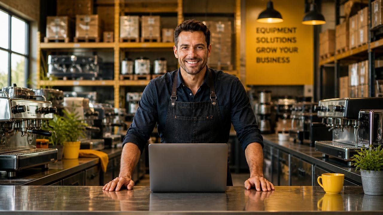 Business owner with equipment